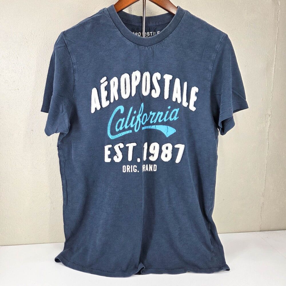 Vintage Y2K Aeropostale California Stitched Lettering T-Shirt Sz M